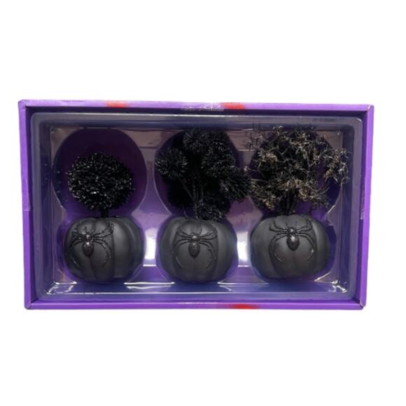 Martha Stewart Ceramic Pumpkins – Set of 3 Black Glitter – New in Box - Picture 1 of 4